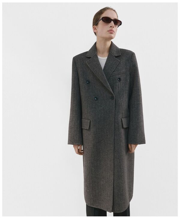 マンゴ レディース アウター 上衣・上衣 絨毛 厚地の外套 MANGO Women\u0027s Double-Breasted Wool Coat Gray 薄墨色 レディースファッション-コート・ジャケット