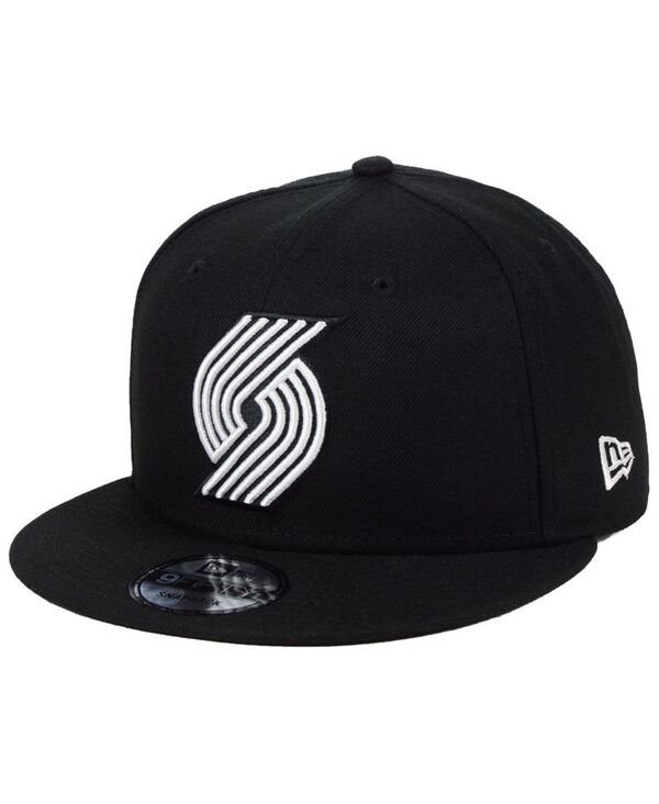 ニュー内鰓 レディース アウター 上衣・上衣 スポーツジャケット 旗がしら New Era Portland Trail Blazers Black White 9FIFTY Snapback Cap Black 黒いこと