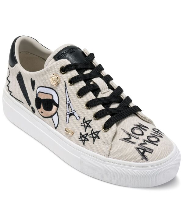 長い巻き毛 ラガーフェルド レディース シューズ スニーカー KARLAGERFELD PARIS Women\u0027s Cate Ikonic Sneakersoft White/Black 白いこと