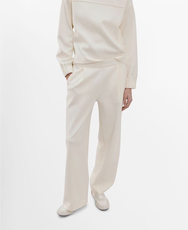 マンゴ レディース ボトムス カジュアルパンツ コットン MANGO Women'straight-Fit Cotton Pants Ecru エクリュ｜ReVida 店 13,305円