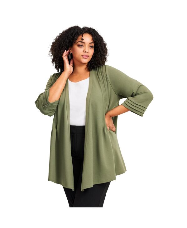 アベニュー レディース アウター 上衣・上衣 つけ加える大いさ AVENUE Plusize Cascade Jacket Olive green 緑であること レディースファッション-コート・ジャケット