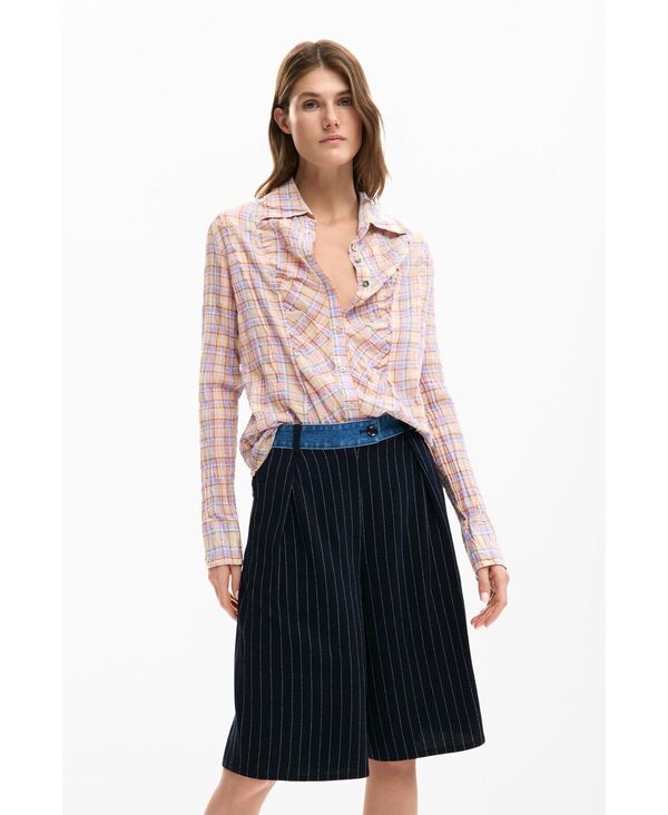 デジグアル レディース トップス シャツ Desigual Women's Plaid shirt gathered Pink ピンク|ReVida 店