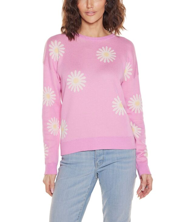 ベルディーニ レディース アウター 編み物・プルオーバー 労働者の一団のど首 Belldini Women\u0027s Jacquard Flower Crew Neck Sweater Sugar Pink サクラ色 レディースファッション-トップス-セーター