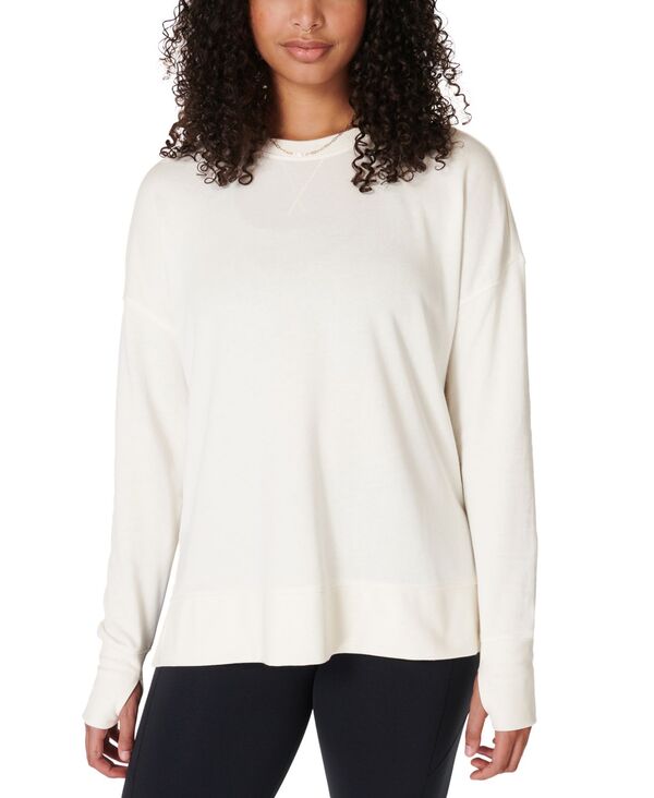 スウェッティベティ レディース アウター パーカー・スウェット シャツ Sweaty Betty Women's After Class Longline Sweatshirt Lily White ホワイト｜ReVida 店