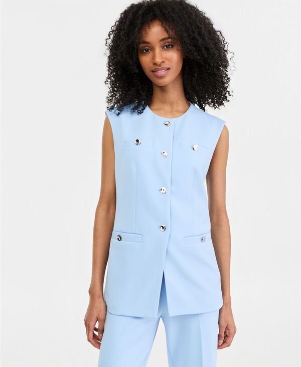 アンクライン レディース トップス ベスト クレープチ Anne Klein Women'stretch Crepe Four-Button Tailored Vest Regular & Petite Lake Shore|ReVida 店