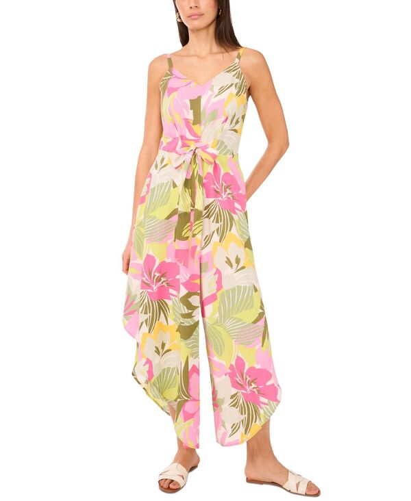 ヴィンスカムート レディース トップス ジャンプスーツ フラワー柄 プリント ノースリーブ フラワー Vince Camuto Women's Floral-Print Angled-Hem Sleeveless Jumpsuit Flamingo Pink ピンク|ReVida 店