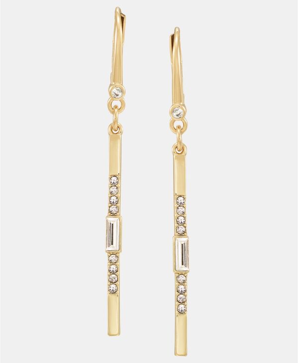 ダナ キャラン ニューヨーク レディース アクセサリー ピアス・イヤリング DKNY Gold-Tone Drama Crystal Pav Bar Linearrings Crystal White ホワイト｜ReVida 店