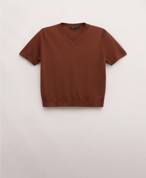 マンゴ レディース アウター ニット・セーター ウール 半袖 MANGO Women'selection Wool Short-Sleeved Sweaterusset｜ReVida 店