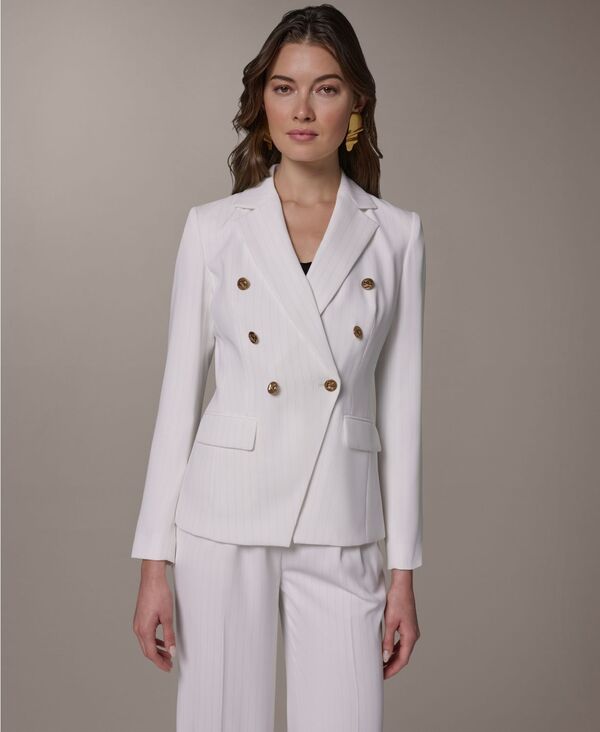 ダナ キャラン ニューヨーク レディース アウター ジャケット・ブルゾン ブレザー Donna Karanew York Women's Double-Breasted Blazer Cream/tusc クリーム｜ReVida 店