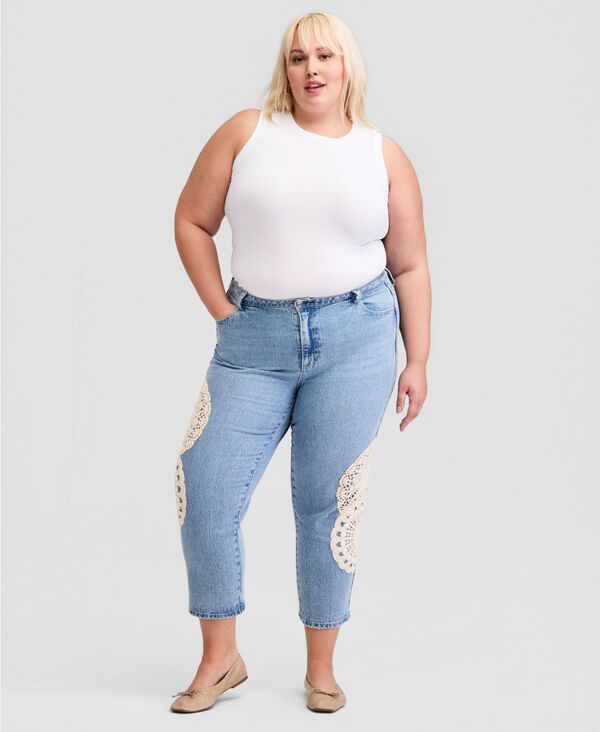 アンドノウディス レディース ボトムス デニムパンツ アンクル ジーンズ And Now This Women's High-Rise Crochet-Trim Ankle Jeans Macy's Exclusive Light Wash｜ReVida 店