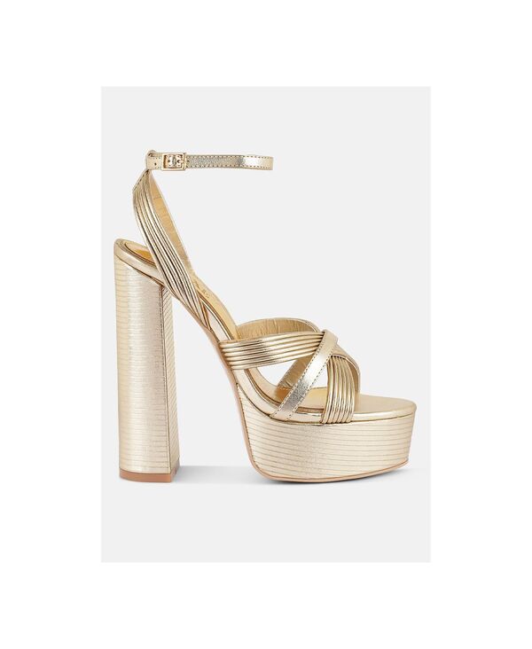 ロンドンラグ レディース シューズ サンダル ヒール London Rag Womensplendid Crisscrosstraps Higheel Sandals Gold ゴールド｜ReVida 店