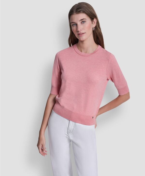 ダナキャランニューヨーク レディース アウター ニット・セーター クルーネック DKNY Jeans Women's Elbow-Sleeve Crew Neck Sweater Sunkssd Heather ヘザー|ReVida 店