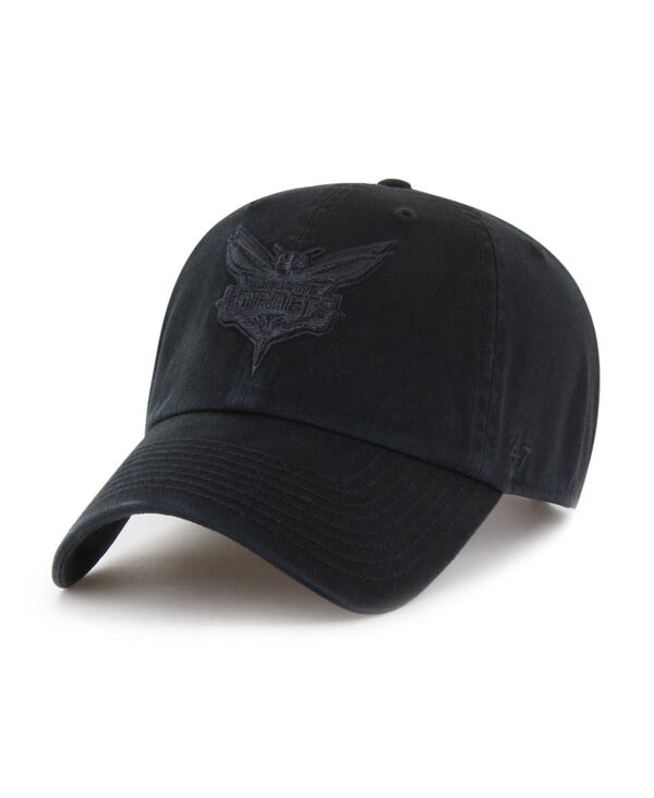 47 ブランド メンズ アクセサリー 帽子 '47 Brand Men's Charlotte Hornets Black on Black Clean Up Adjustable Hat Black ブラック|ReVida 店
