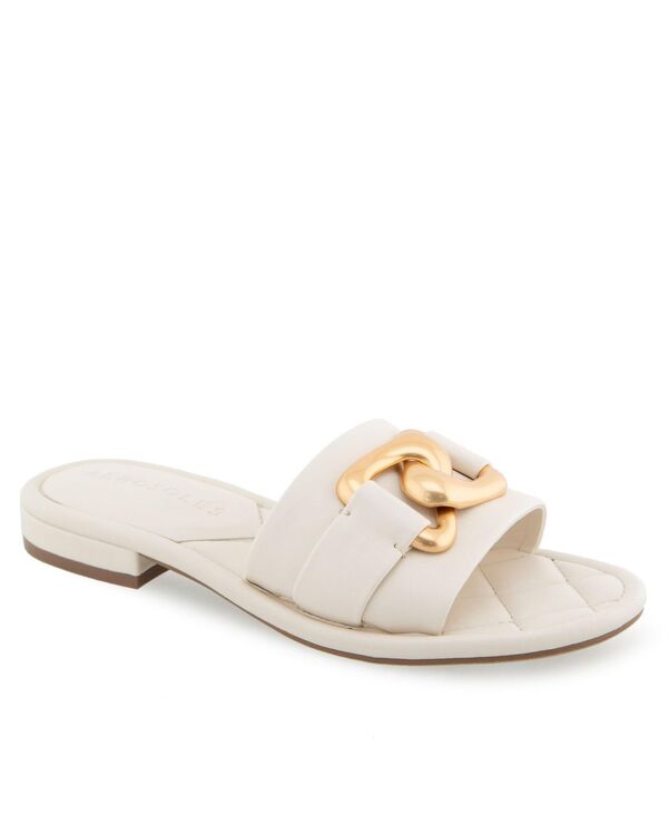 エアロソールズ レディース シューズ サンダル Aerosoles Women\u0027s Big Charm Slide Open Toe Sandals Eggnog Faux Leather