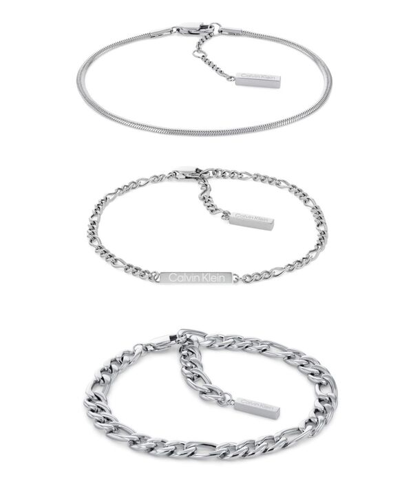 カルバンクライン レディース アクセサリー ブレスレット・バングル・アンクレット Tシャツ Calvin Klein Stainlessteel 3-Pc. Set Mixed Chain Braceletsilver-tone シルバー|ReVida 店