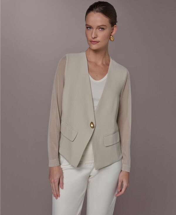 ダナ キャラン ニューヨーク レディース アウター ジャケット・ブルゾン Donna Karanew York Women's One-Button Jacketuscan Grey グレー｜ReVida 店
