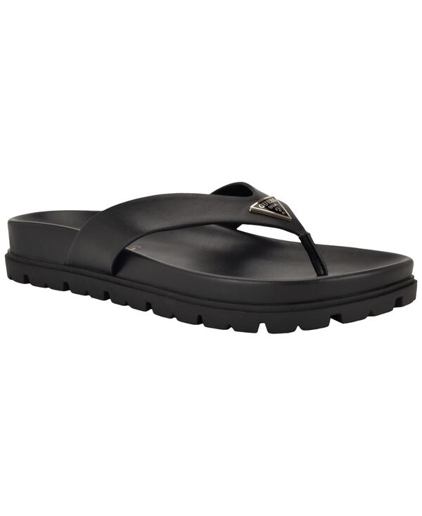 ゲス レディース シューズ スリッポン・ローファー サンダル GUESS Women\u0027s Davelle Thong Slip-On Lug Sole Sandals Black 黒いこと