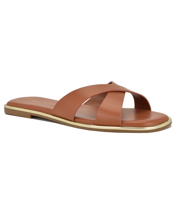 ナインウェスト レディース シューズ スリッポン・ローファー サンダル Nine West Women\u0027s Edeny Criss-Cross Flat Slip-On Sandals Cognac