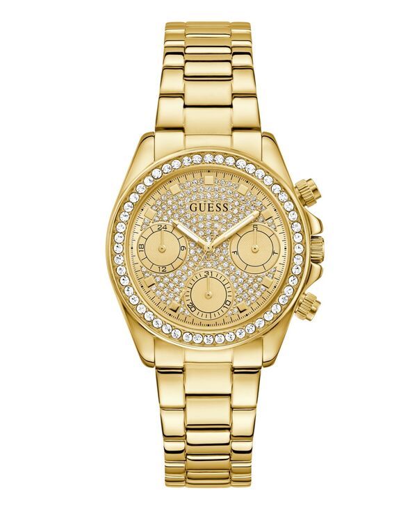 ゲス レディース アクセサリー 腕時計 Tシャツ GUESS Women's Glitz Gold-Tone Stainlessteel Multi-Function Watch 36mm Gold ゴールド|ReVida 店