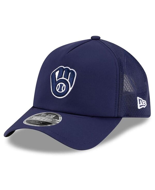 ニューエラ メンズ アクセサリー 帽子 New Era Men's Navy Milwaukee Brewers 2026 Batting Practice Apex 9FORTY Adjustable Trucker Hat Navy ネイビー|ReVida 店