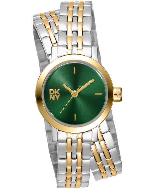ダナ キャラン ニューヨーク レディース アクセサリー 腕時計 ミニ Tシャツ DKNY Women's Mini Quartz Two-Tone Stainlessteel Double Bracelet Watch 23mm Dark Green グリーン|ReVida 店