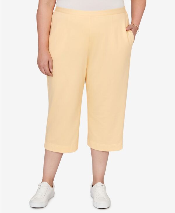 アルフレッド ダナー レディース ボトムス カジュアルパンツ プラスサイズ パイル キャップ Alfredunner Plusize Classic Everyday French Terry Flat Front Capri Pants Buttercup|ReVida 店