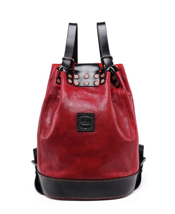 年寄りの流行り レディース 御徒面子 うしろ側風呂敷き包み・背嚢 OLD TREND Canna Small Drawstring Backpack Ruby Red 赤いこと
