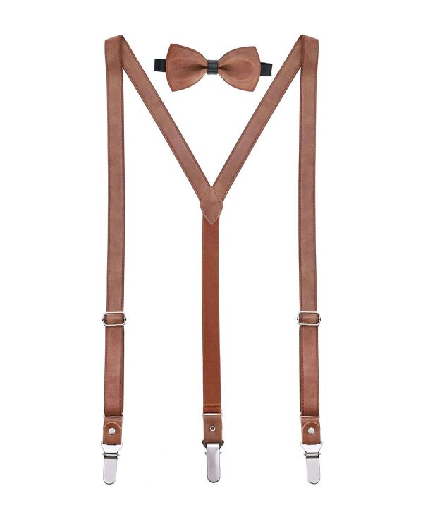 ミオマリオ メンズ 添え物 タイ スエードクロス Mio Marino Men\u0027suede Y-Back Suspenders Bow Tie Set Umber