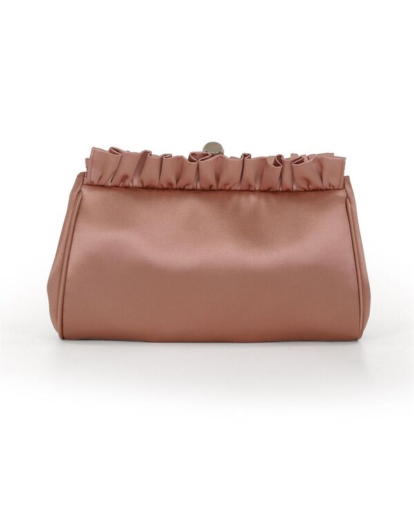 ジュウェルダグレイミシュカ レディース 御徒面子 フラウンス 繻子 Jewel Badgley Mischka Woman\u0027s Olivia Satin Ruffle Topouch Clutch English rose