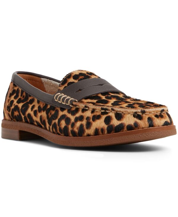 スペリー レディース シューズ パンプス 置き目毛皮 Sperry Women\u0027seaport Penny Slip On Loafers Leopard Print Pony Hair 毛の荒物