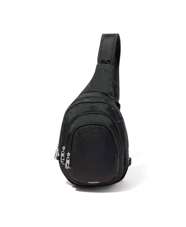 バッガリーニ レディース 御徒面子 Baggallini Securtex Anti-Theft Multi Zip Sling Bag Black 黒いこと