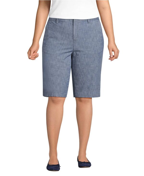 ランズエンド レディース ボトムス ハーフパンツ・ショーツ プラスサイズ ショートパンツ Lands' End Plusize Classic 12" Chambray Shorts Evening sky chambray|ReVida 店