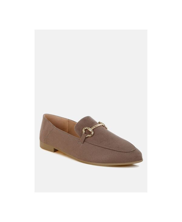 ロンドンラグ レディース シューズ スリッポン・ローファー London Rag Womens Noltas Horsebit Embellished Flat Loafers Taupe faux leather トープ