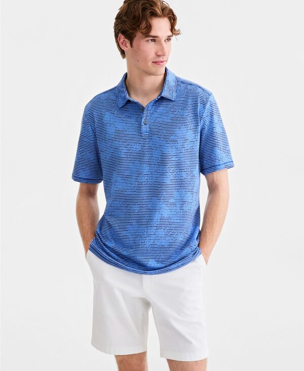 トッミーバハマ メンズ トップス ポロシャツ Tommy Bahama Men's Costa Wave Twilight Canopy Polo Shirt Bering Blue ブルー|ReVida 店