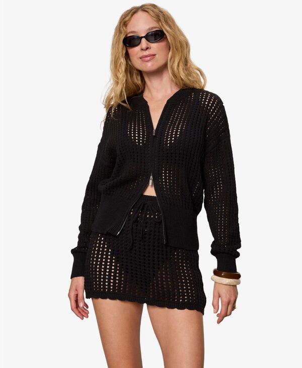 サンクチュアリー レディース アウター ジャケット・ブルゾン Vネック プチ Sanctuary Petite Laguna Openwork V-Neck Bomber Jacket Black ブラック|ReVida 店