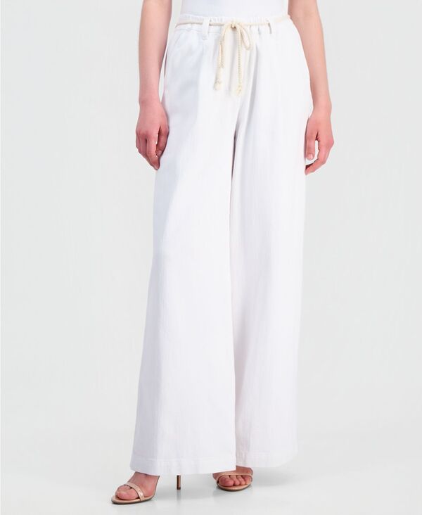 デモクラシー レディース ボトムス カジュアルパンツ プチ プリーツ Democracy Petite AbLeisure Sky Rise Pleated Wide-Leg Rope-Belt Pants Optic White ホワイト｜ReVida 店