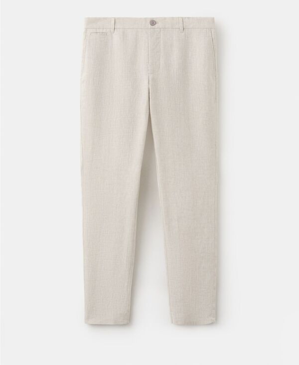 マンゴ メンズ ボトムス 心地好いズボン下 MANGO Men\u0027slim-Fit Pants Ecru エクリュ