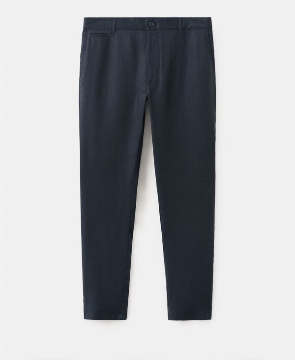 マンゴ メンズ ボトムス 心地好いズボン下 MANGO Men\u0027slim-Fit Pants Navy 米国海軍