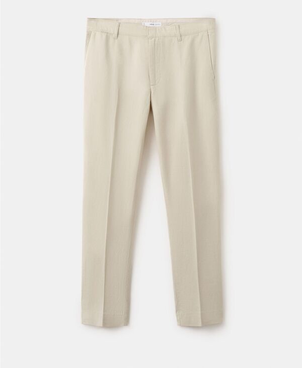 マンゴ メンズ ボトムス 心地好いズボン下 綿織物 リネン MANGO Men\u0027slim-Fit Cotton Linen Trousersand 真砂