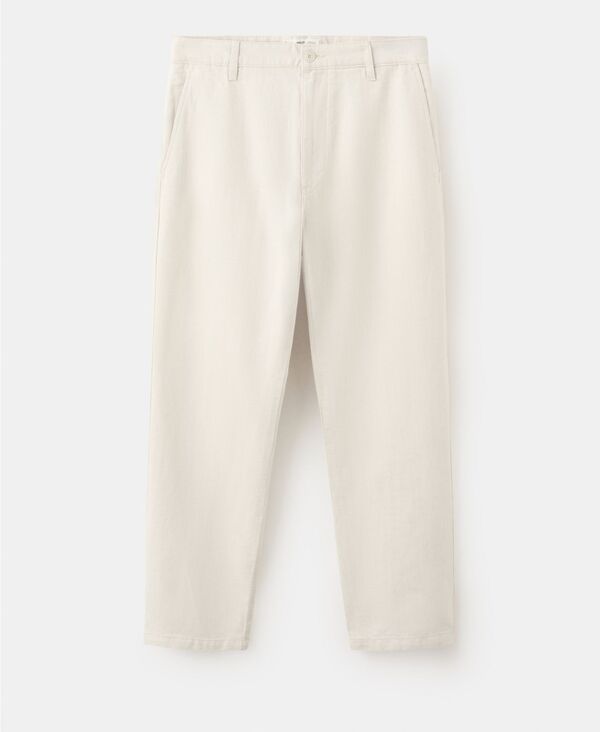 マンゴ メンズ ボトムス 心地好いズボン下 綿織物 リネン MANGO Men\u0027s Regular-Fit Cotton-Linen-Blend Pants Ecru エクリュ