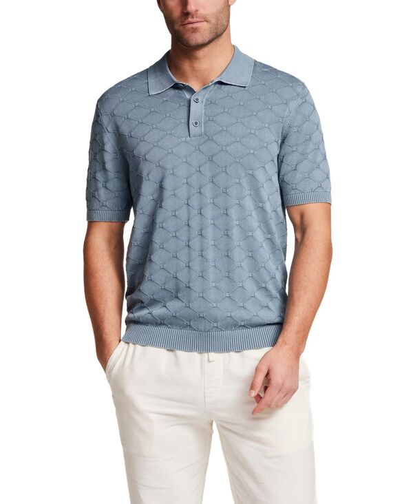 ウェザープルーフ メンズ アウター 編み物・スウェーター スポーツシャツ 半袖 Weatherproof Vintage Men\u0027short-Sleeve Diamond Polo Sweater Infinity Blue 青色