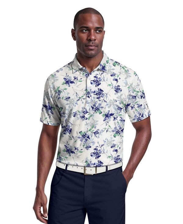 ピージーエーツアー メンズ トップス ポロシャツ フラワー柄 プリント フラワー PGA TOUR Men's Tie Dye Floral Print Golf Polo Shirt Bright White/Pearl Blue Combo ホワイト｜ReVida 店 16,786円