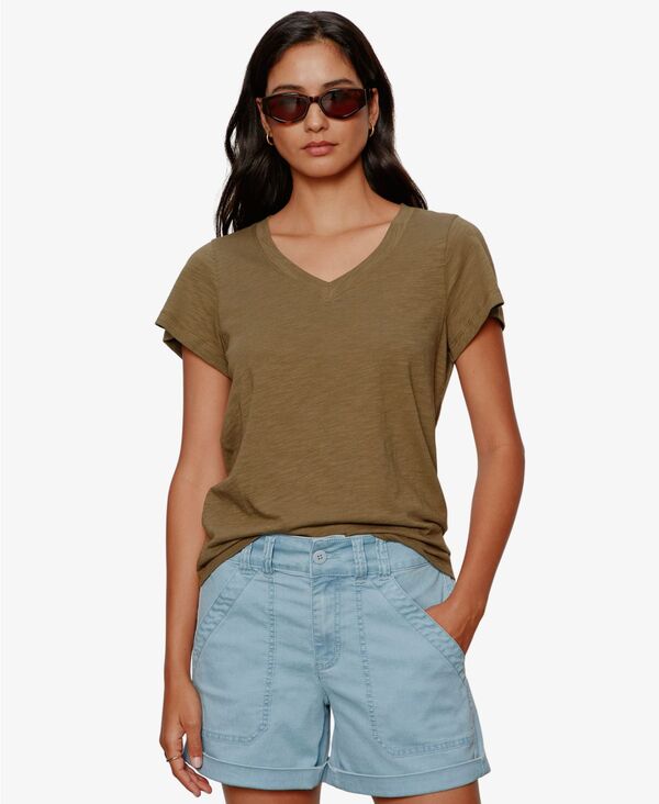 サンクチュアリー レディース トップス Tシャツ Vネック Sanctuary Women'soft V-Neck T-Shirt Burnt Olive オリーブ|ReVida 店