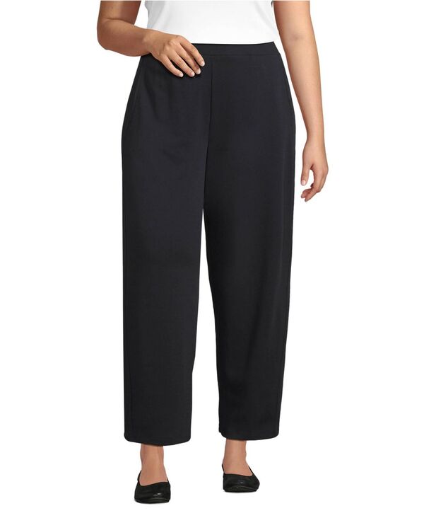 ランズエンド レディース ボトムス カジュアルパンツ プラスサイズ アンクル ニット Lands' End Plusize Sport Knit High Rise Barrel Ankle Pants Black ブラック｜ReVida 店