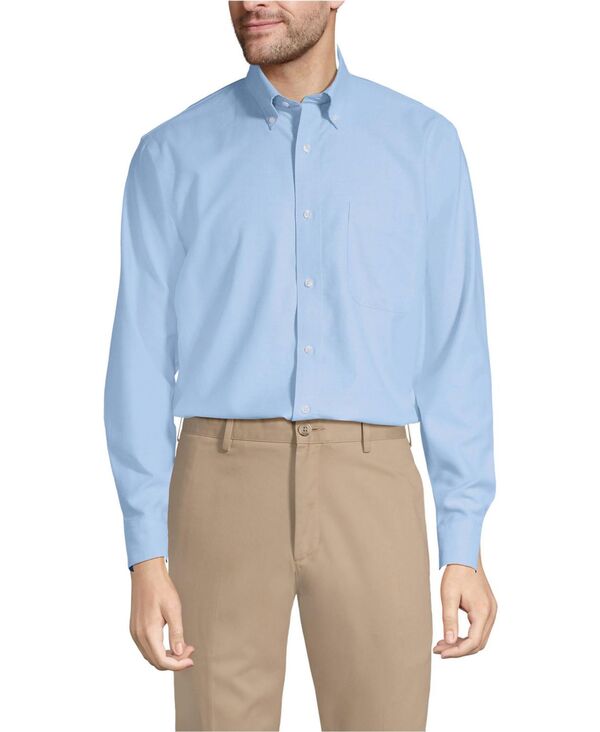 ランズ挙げ句のはて メンズ トップス プルオーバー オックスフォード 綿織物 Lands\u0027 End Men\u0027s No Iron Supima Cotton Oxfordresshirt Blue 青色