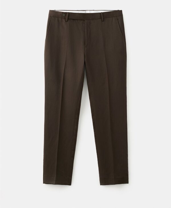 マンゴ メンズ ボトムス 心地好いズボン下 リネン MANGO Men\u0027slim-Fit Lyocellinen Pants Chocolate 黒茶