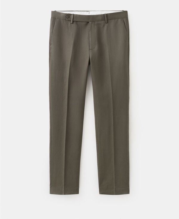 マンゴ メンズ ボトムス 心地好いズボン下 リネン MANGO Men\u0027slim-Fit Lyocellinen Pants Medium Brown 赤銅色