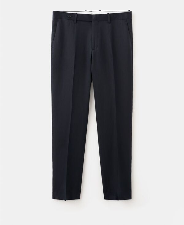 マンゴ メンズ ボトムス 心地好いズボン下 リネン MANGO Men\u0027slim-Fit Lyocellinen Pants Navy 米国海軍