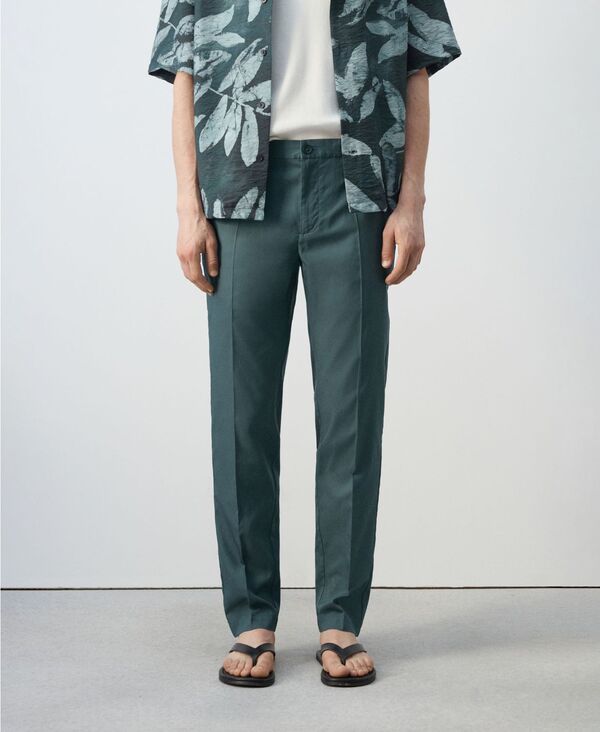 マンゴ メンズ ボトムス 心地好いズボン下 MANGO Men\u0027s Regular-Fit Lyocell Pants Forest Green 緑であること