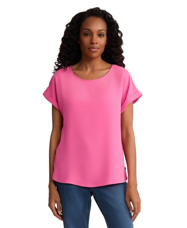 ジョーンズニューヨーク レディース トップス シャツ 半袖 ブラウス Jones New York Women'short-Sleeve Side-Button Blouse Dutch Pink ピンク｜ReVida 店